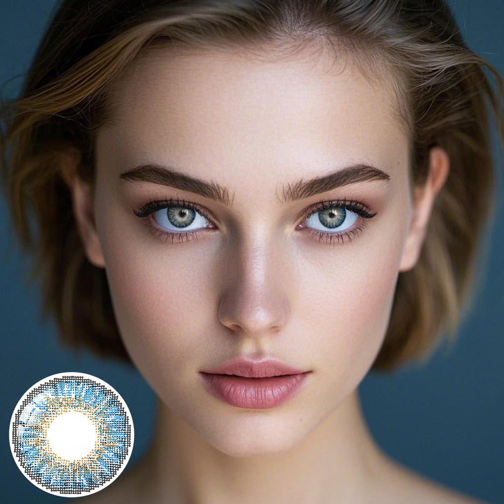 Eylumi 3 Tone True Sapphire Colored Contact Lenses - Natural Blue Eye Effect | 1-Year Reusable