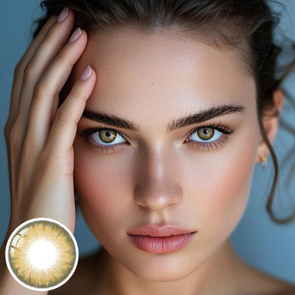 Eylumi Pro Khaki Brown Colored Contact Lenses - Natural Brown Eye Effect | 1-Year Reusable