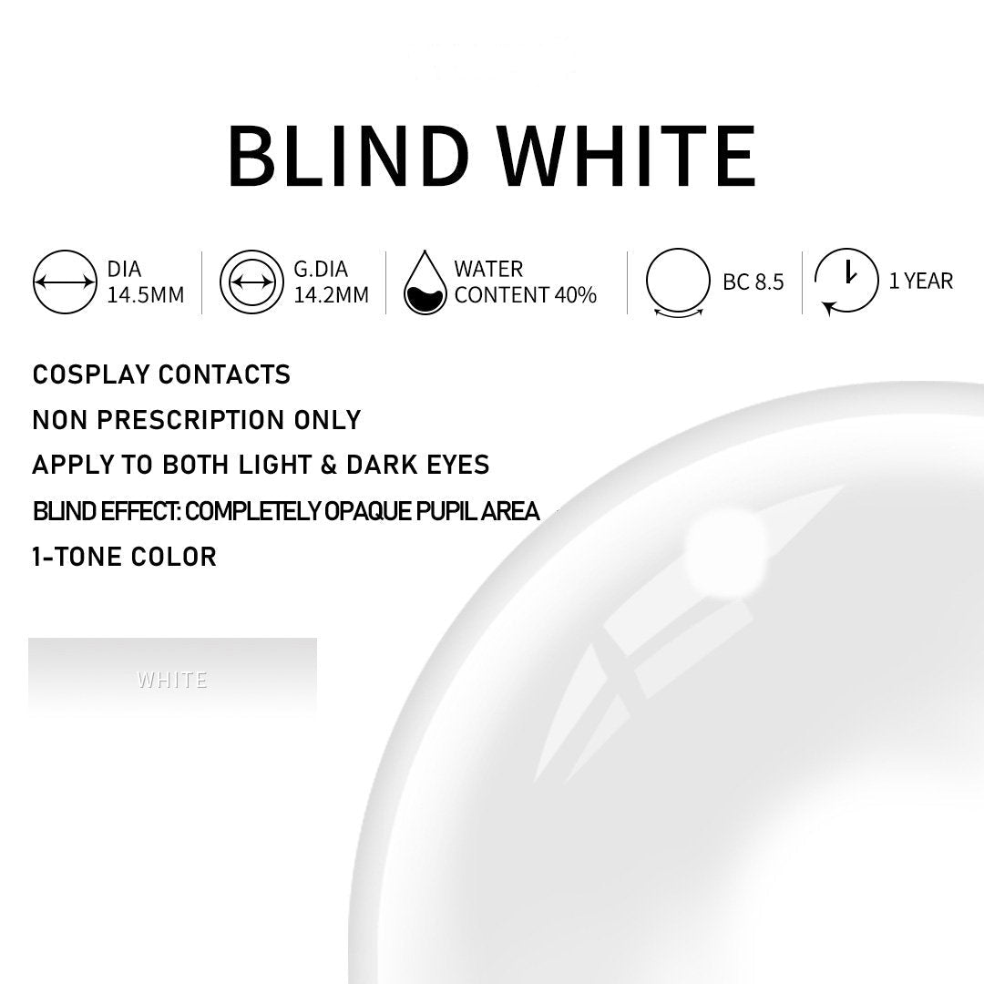 Blind White fully opaque blind-eye effect contacts