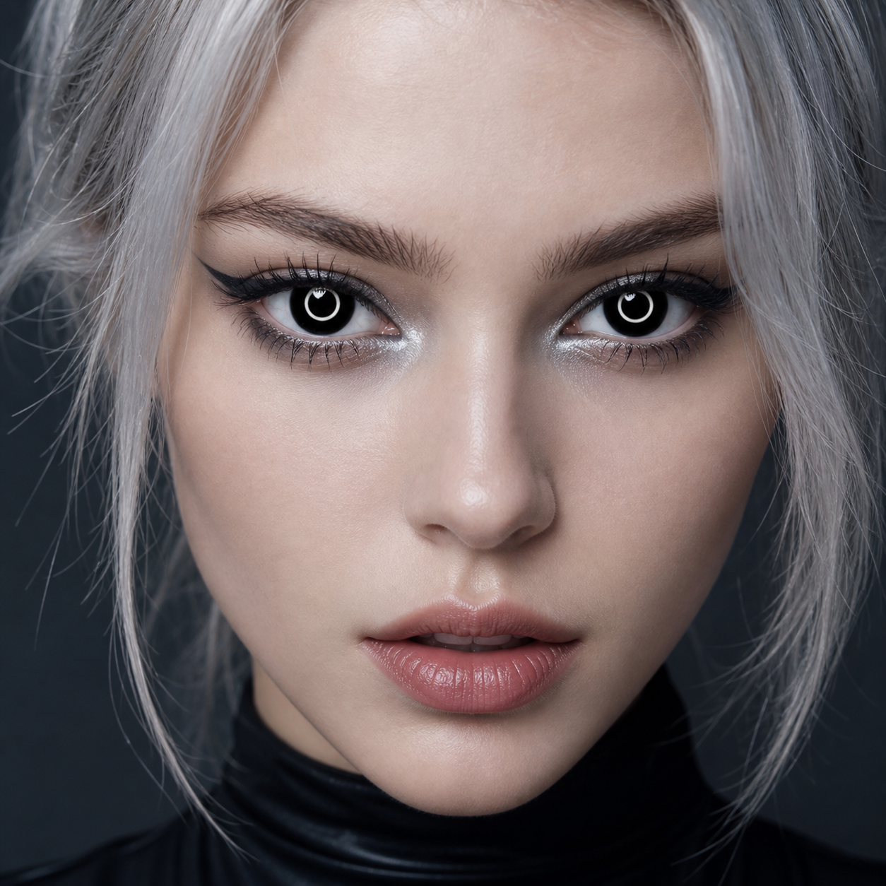 Eylumi Double Ring Black Colored Contact Lenses - Natural Black Eye Effect | 6-Month Reusable