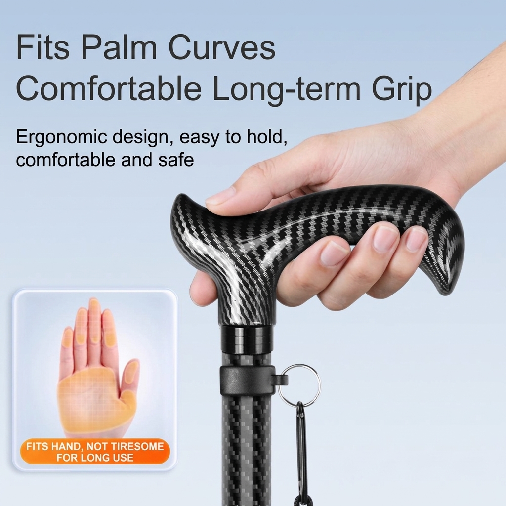 Adjustable Carbon Fiber Walking Cane with Dual Handle