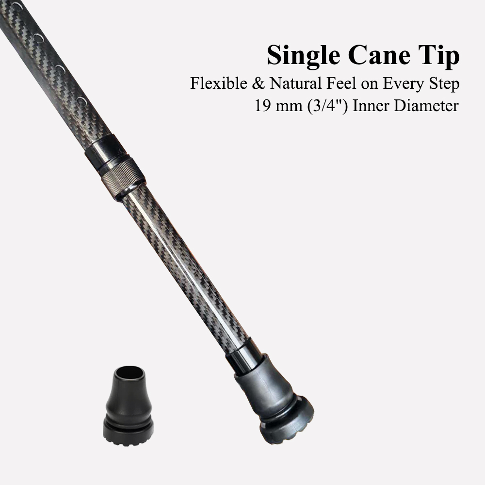 Adjustable Carbon Fiber Quad Cane with Extra Single Tip | Wenge Wood Handle
