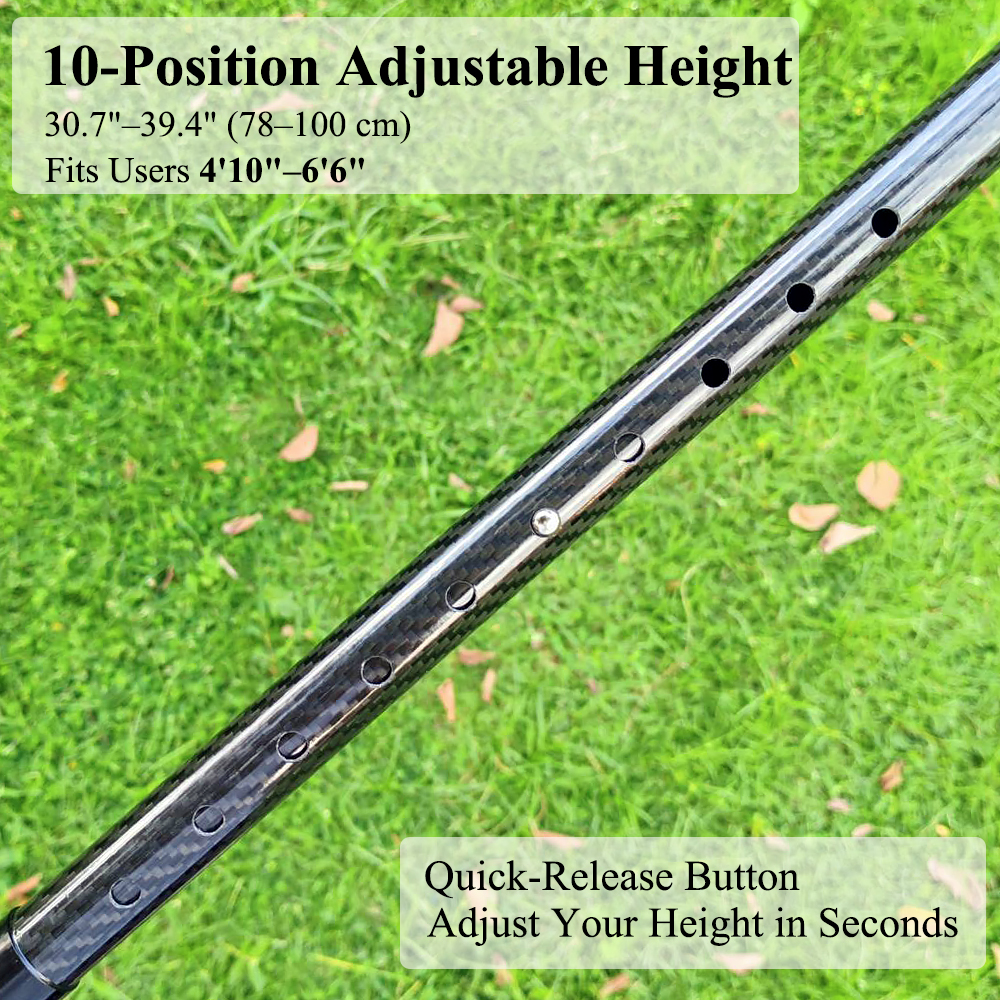 Adjustable Carbon Fiber Quad Cane with Extra Single Tip | Wenge Wood Handle