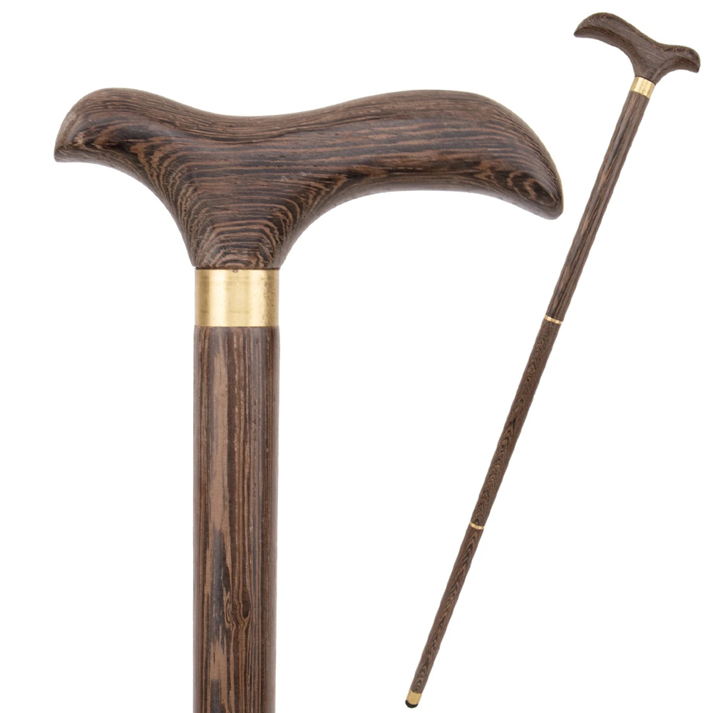 Handcrafted Wooden Walking Cane, Detachable 3-Piece Walking Stick with Classic Derby Handle