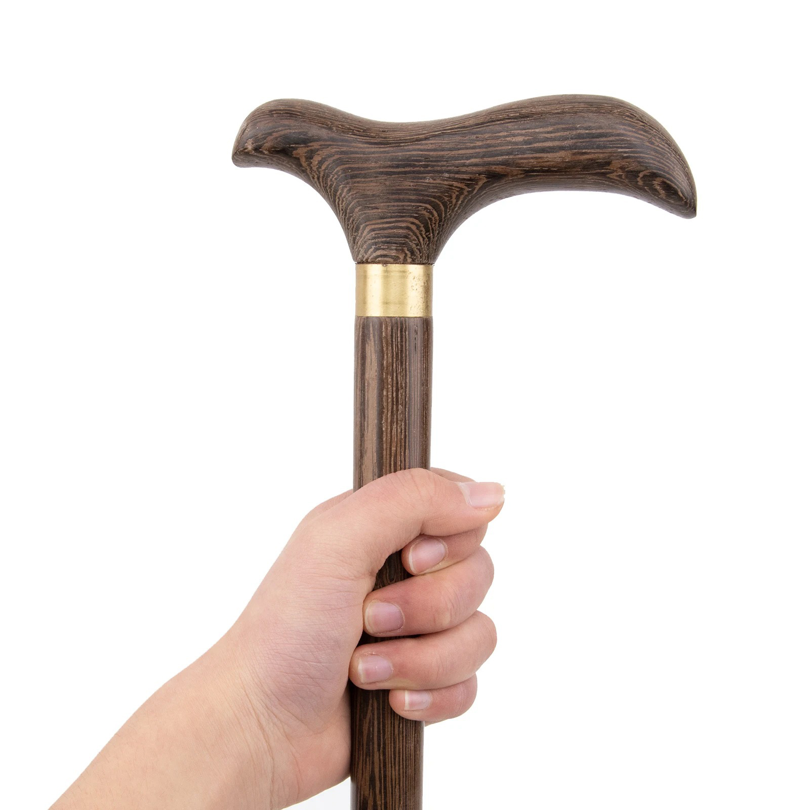 Handcrafted Wooden Walking Cane, Detachable 3-Piece Walking Stick with Classic Derby Handle
