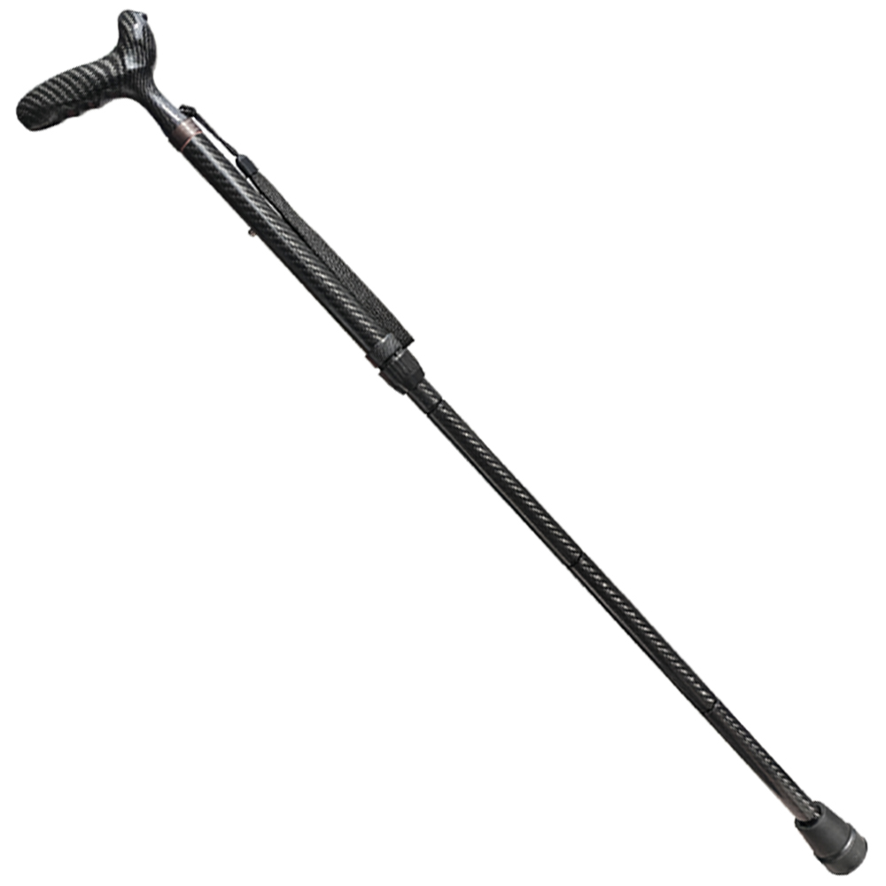 Folding Carbon Fiber Cane - 5 Adjustable Heights, Ergonomic Handle, With Carry Bag
