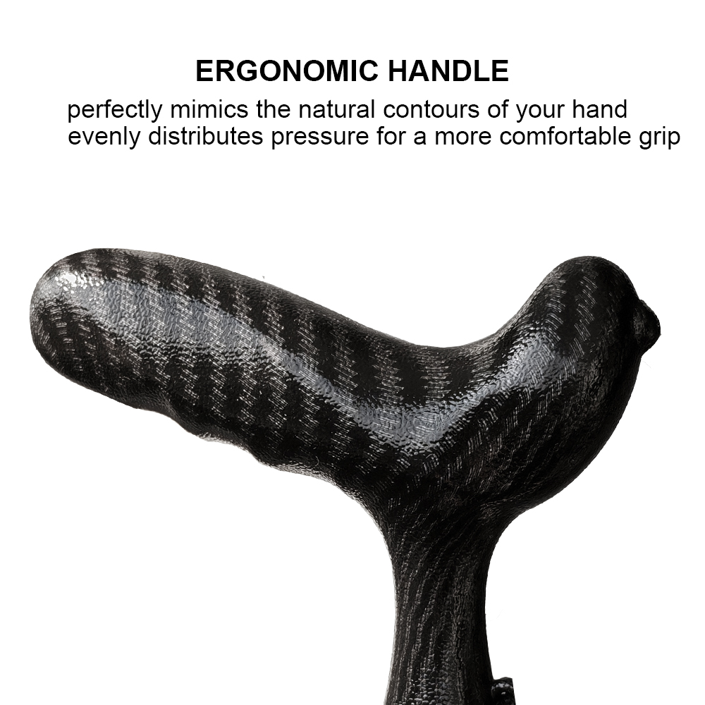 Folding Carbon Fiber Cane - 5 Adjustable Heights, Ergonomic Handle, With Carry Bag
