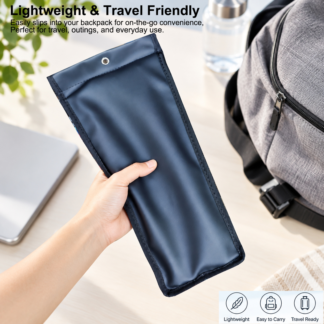 Folding Carbon Fiber Cane - 5 Adjustable Heights, Ergonomic Handle, With Carry Bag