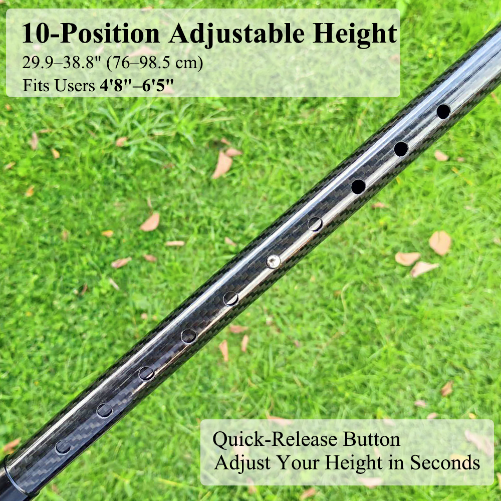 Lightweight Carbon Fiber Cane with Handcrafted Wood Handle | 10-Position Adjustable Walking Cane with 2 Tips