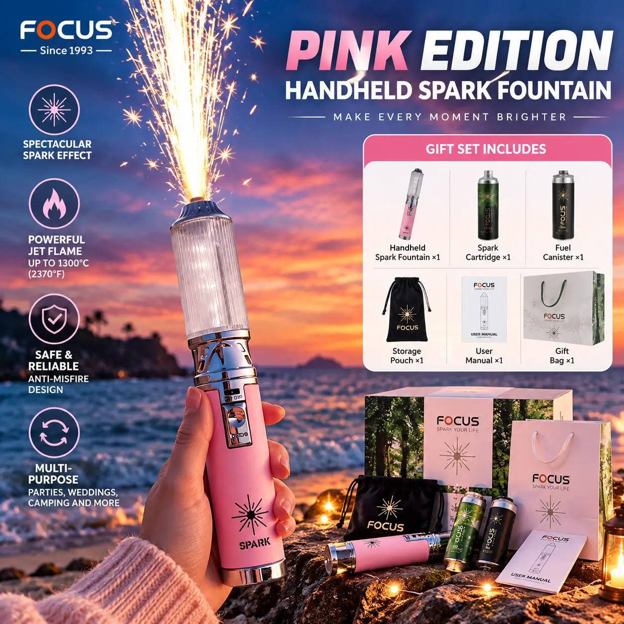 Handheld Spark Fountain – Portable Celebration Spark Effect