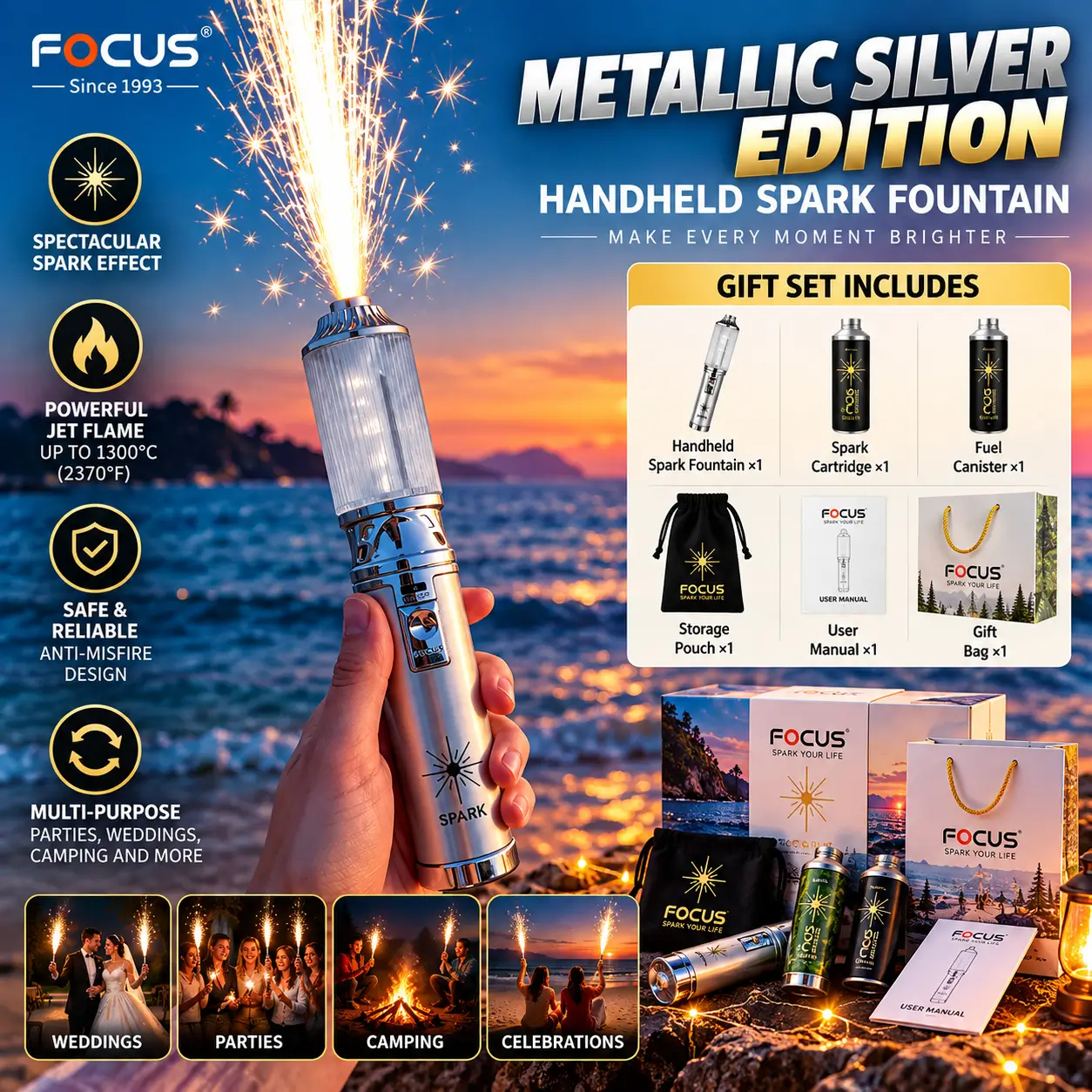 Handheld Spark Fountain – Portable Celebration Spark Effect