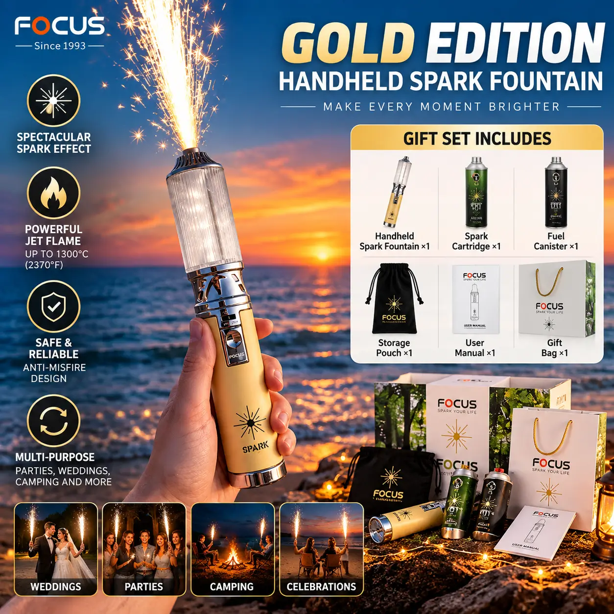 Handheld Spark Fountain – Portable Celebration Spark Effect