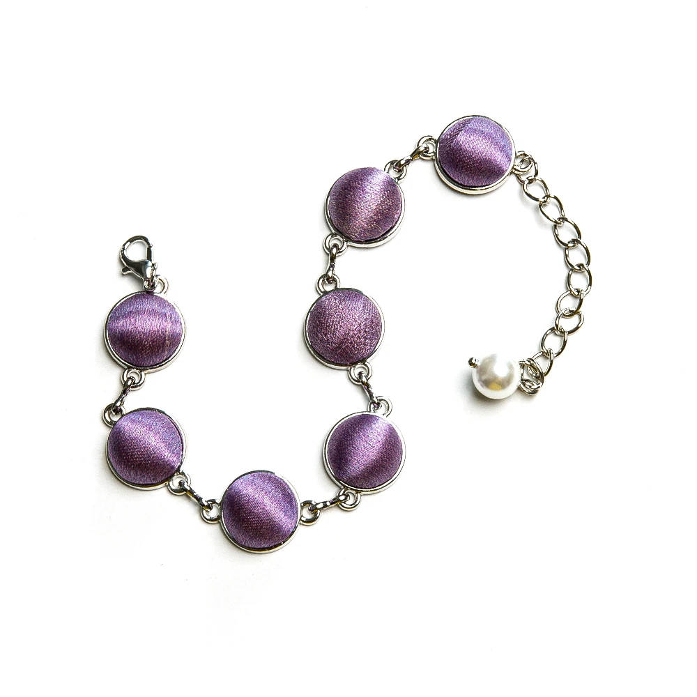 The Violette — Plant-Dyed Mulberry Silk Disc Bracelet