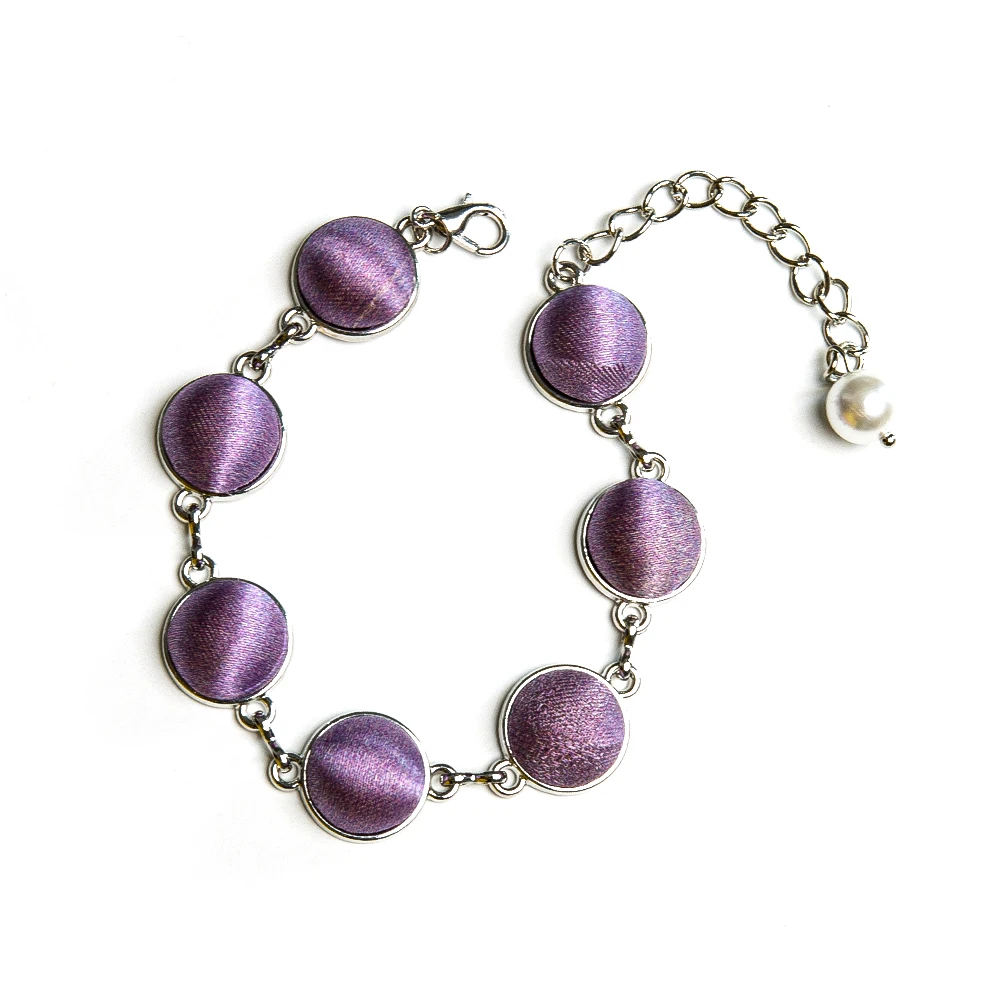 The Violette — Plant-Dyed Mulberry Silk Disc Bracelet