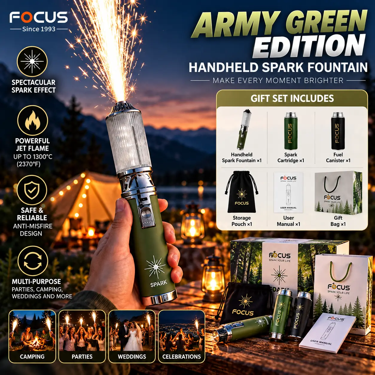 Handheld Spark Fountain – Portable Celebration Spark Effect