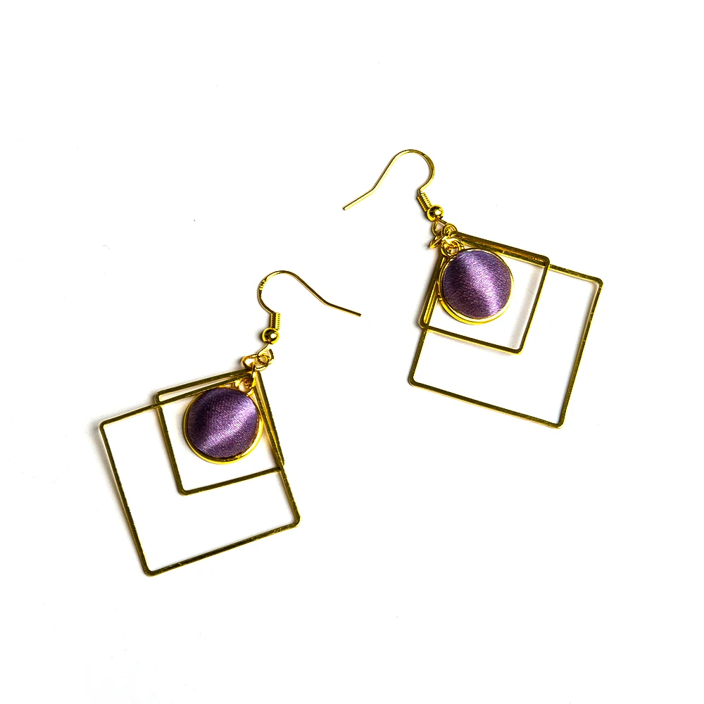 The Georgette — Mulberry Silk Geometric Drop Earrings