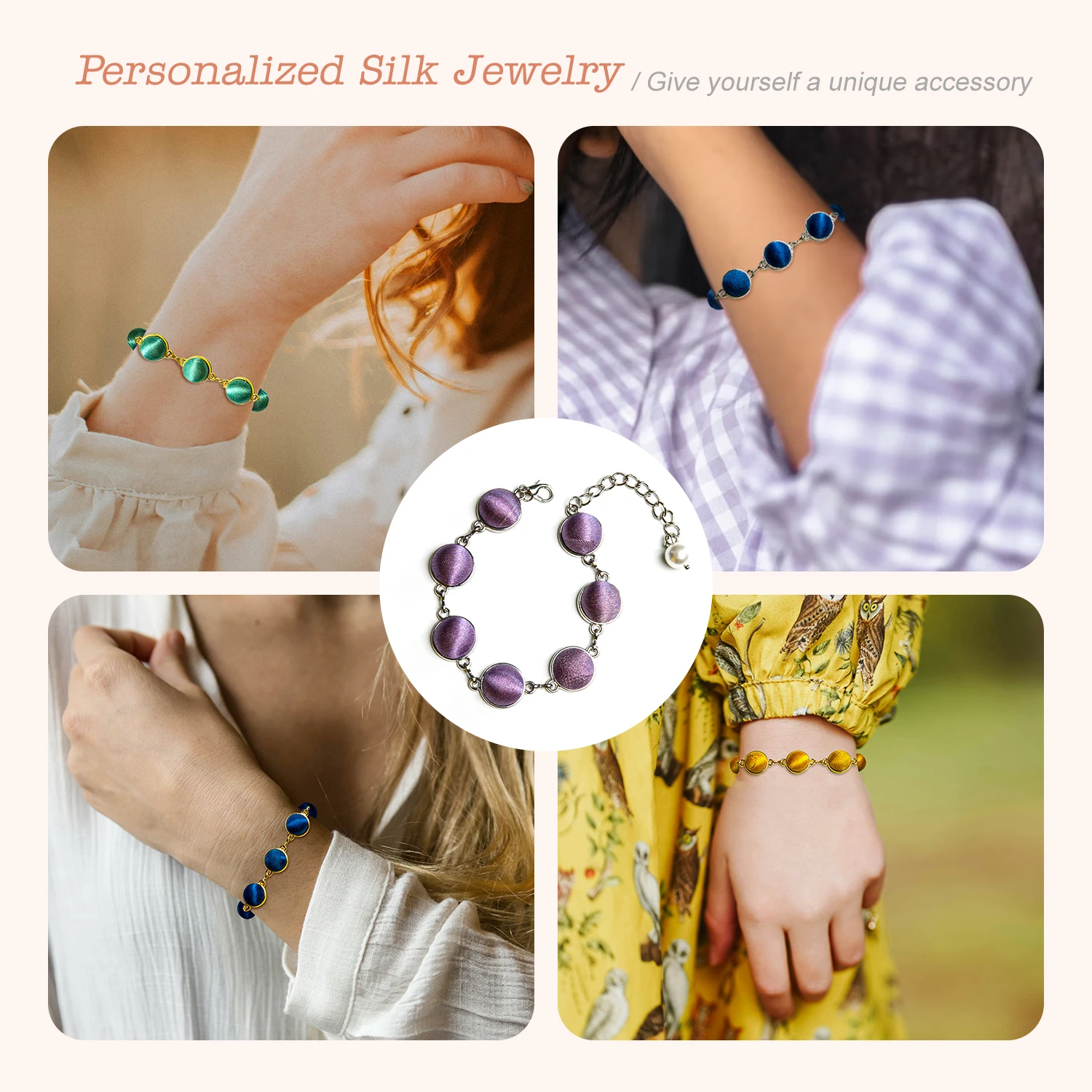 The Violette — Plant-Dyed Mulberry Silk Disc Bracelet