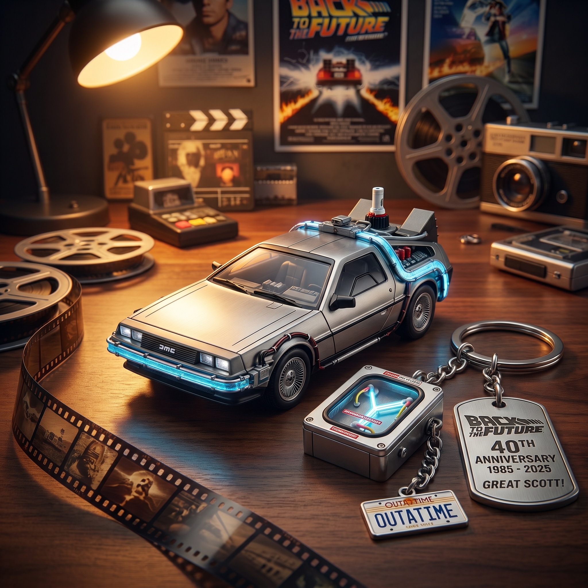 Back to the Future DeLorean Time Machine Keychain | 3D Metal Flux Capacitor Charm