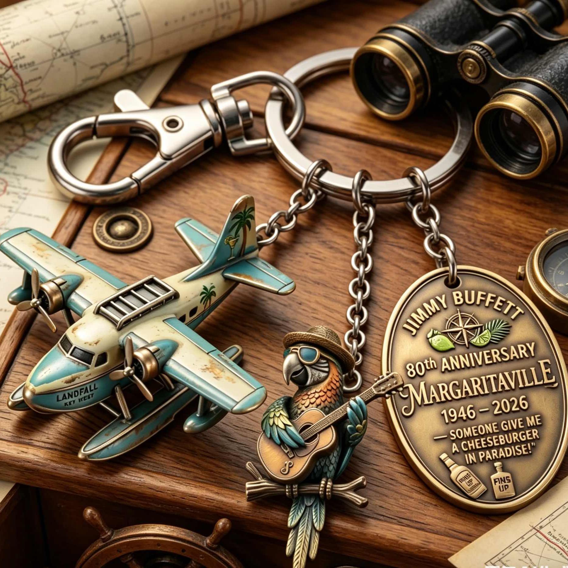 Margaritaville 80th Anniversary Keychain | Jimmy Buffett Tribute