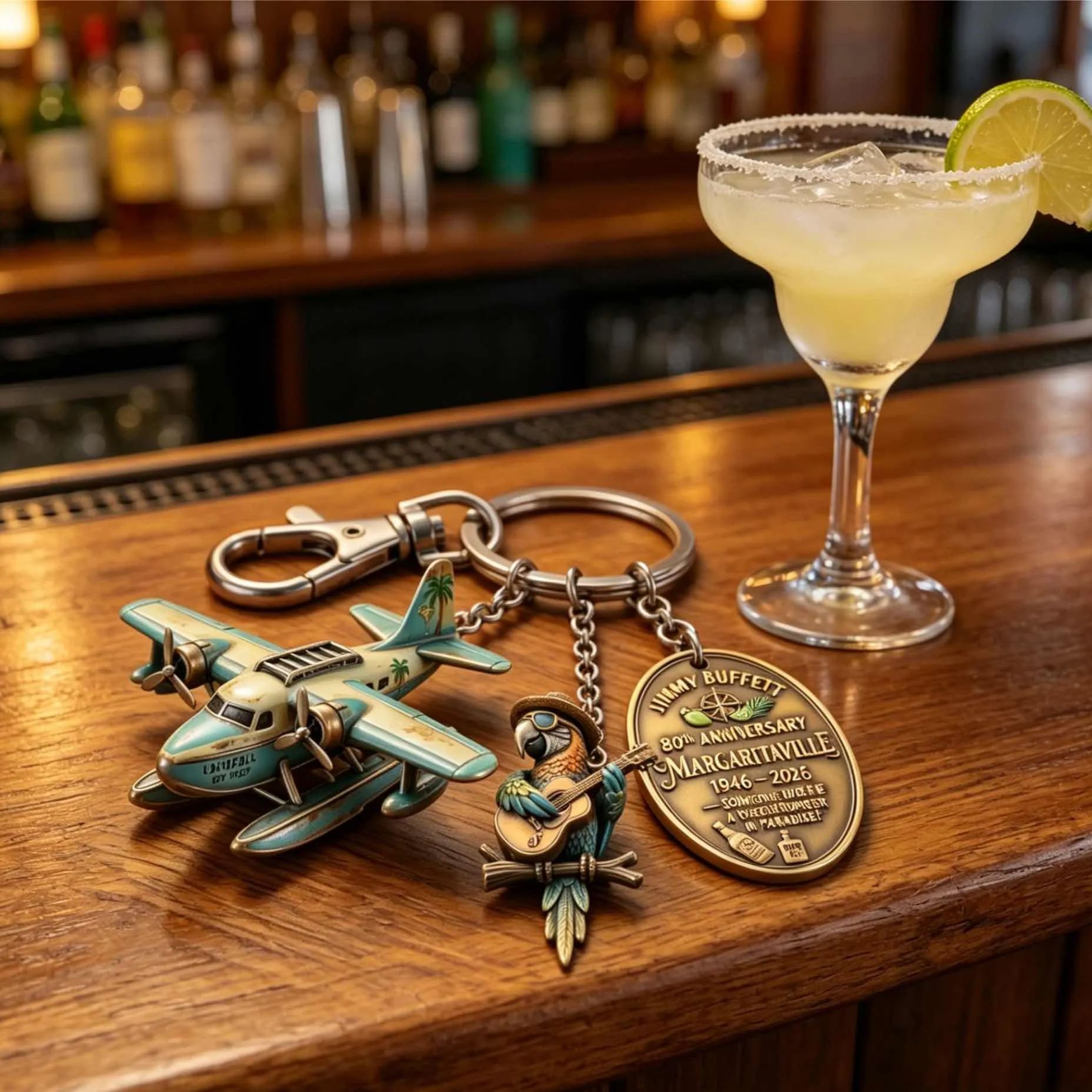 Margaritaville 80th Anniversary Keychain | Jimmy Buffett Tribute