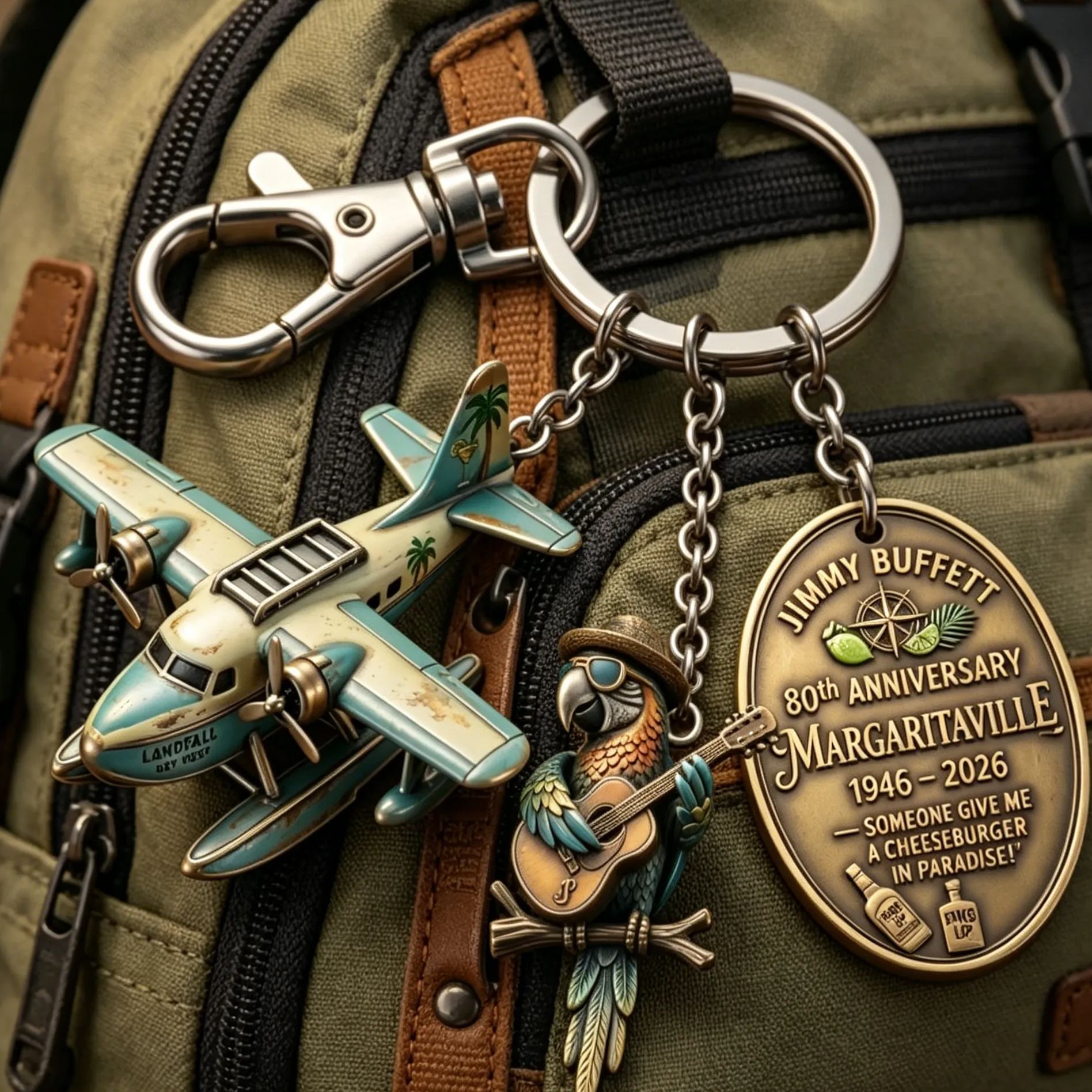 Margaritaville 80th Anniversary Keychain | Jimmy Buffett Tribute