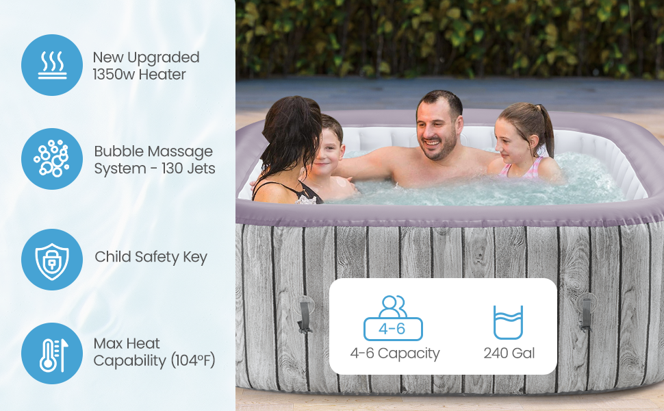 jacuzzi inflable inflatable hot tub with jets 4-6 person hot tub