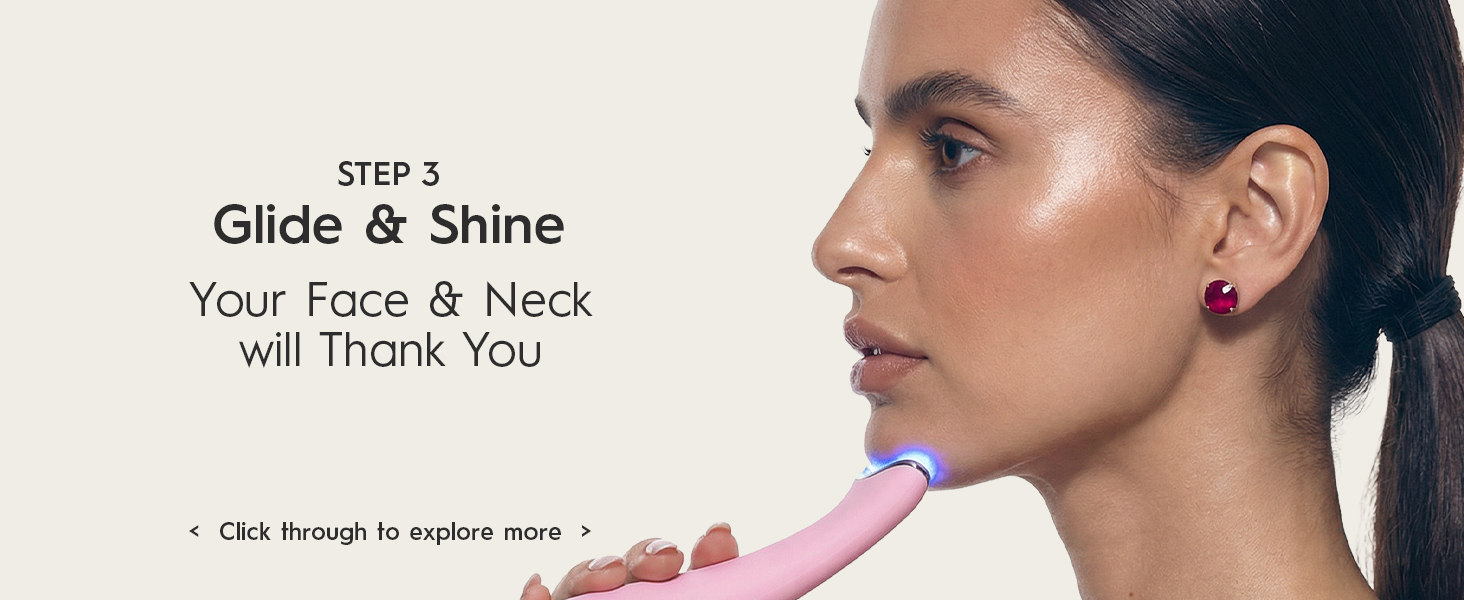 step 3: use the beauty tool on your face and neck for 5 to 10 minutes
