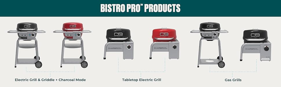 Bistro Pro, Charbroil, gas grill, electric grill, charcoal grill
