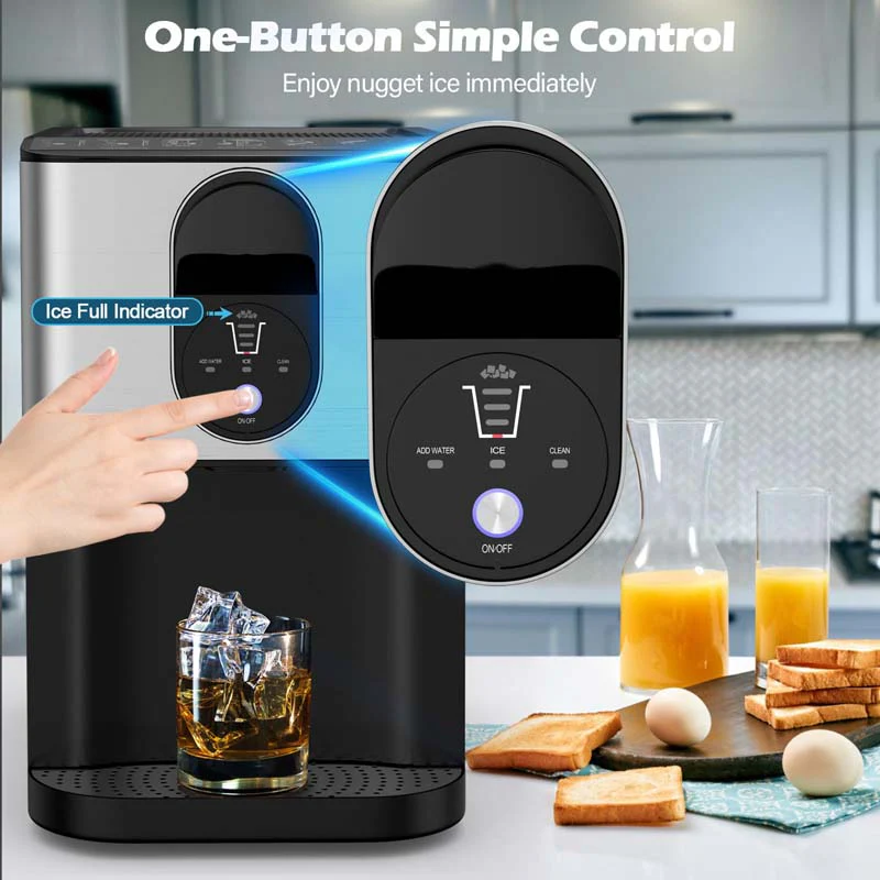Eletriclife Self Dispensing Nugget Ice Maker Countertop with Soft Chewable Pellet Ice Cubes