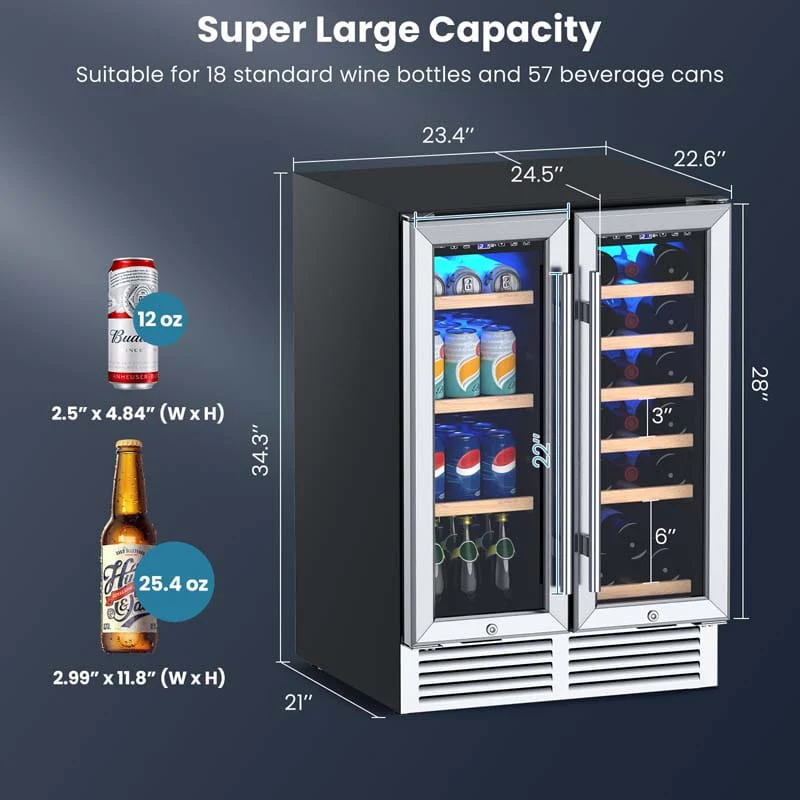 Eletriclife 24 Inch Dual Zone Wine and Beverage Cooler