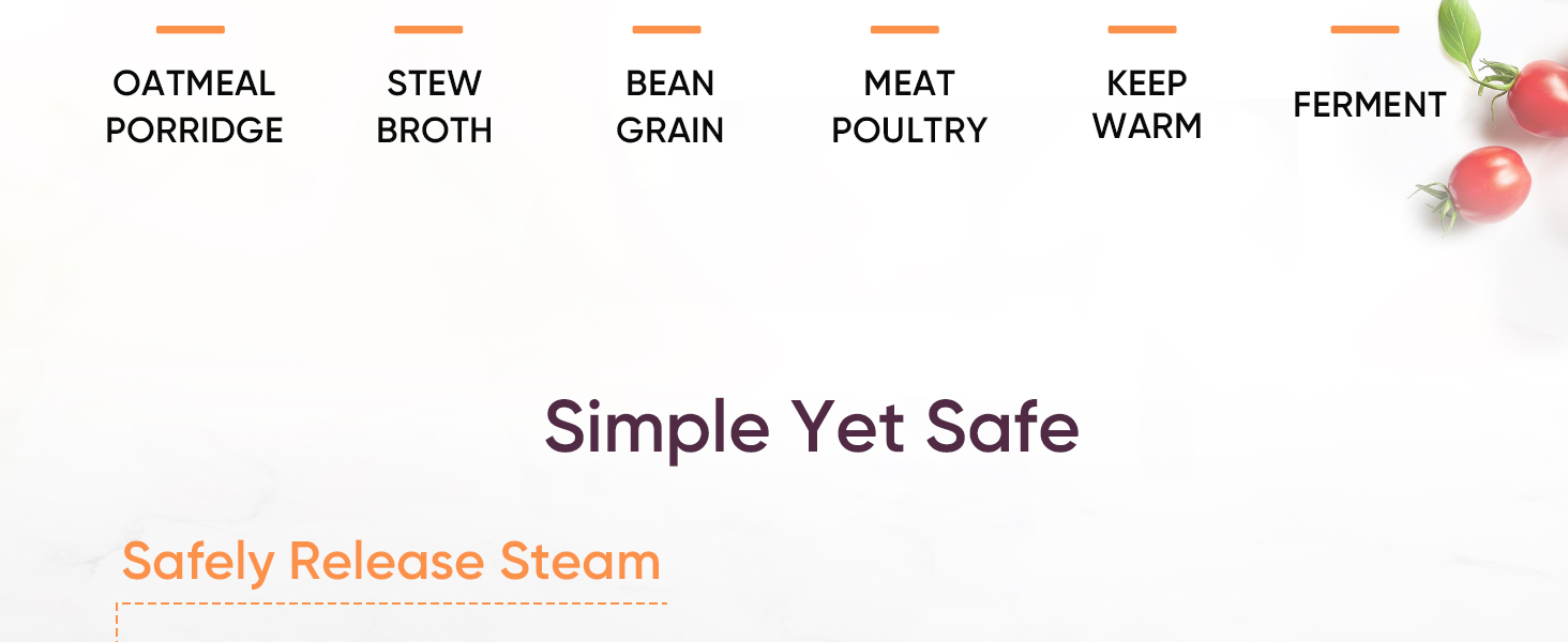 The pressure cooker is easy to use, you can easily clean the gap, inner pot is non-stick!