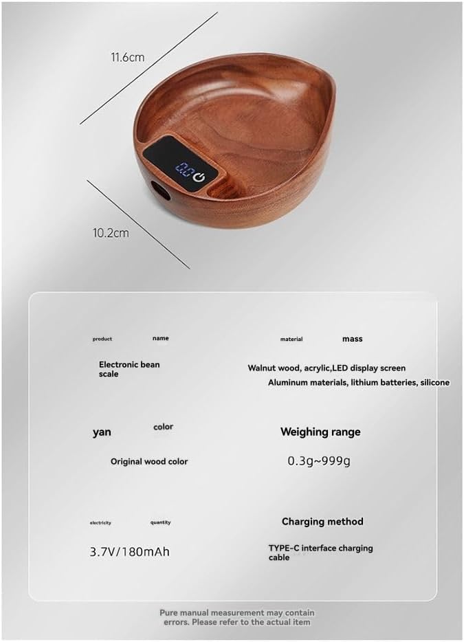 Walnut Wood Precision Coffee & Tea Scale (0.1g Accuracy)