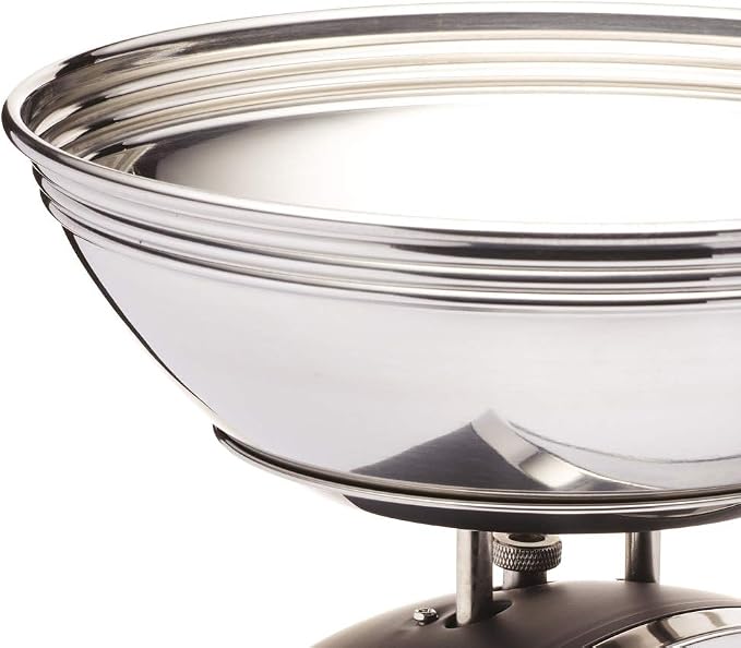 Traditional Mechanical Dial Kitchen Scale with Stainless Bowl (2kg, Black)