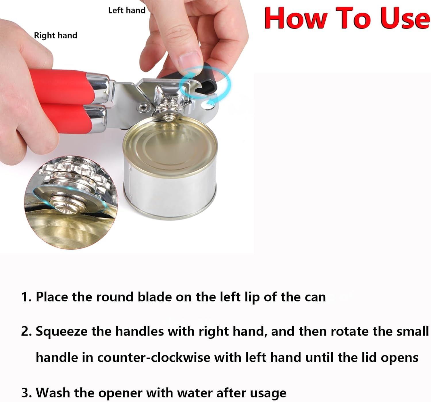 Left-Handed 3-in-1 Kitchen Prep Set (Scissors, Can Opener & Peeler