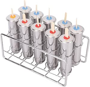 10-Piece Mini Stainless Steel Ice Lolly & Dessert Mould Set