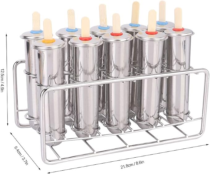 10-Piece Mini Stainless Steel Ice Lolly & Dessert Mould Set
