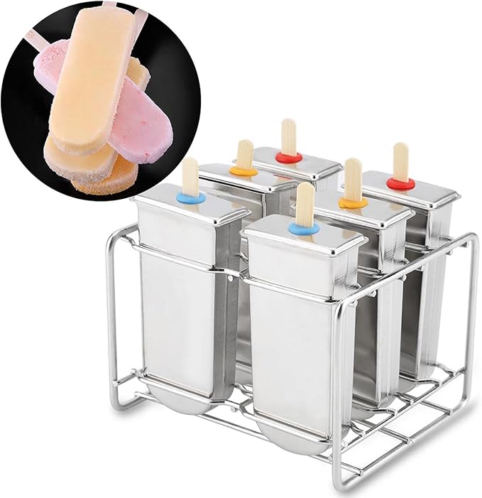Classic Stainless Steel Ice Lolly Moulds with Removable Rack