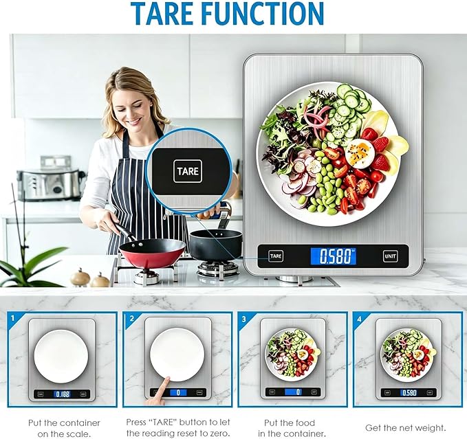 Heavy-Duty Digital Kitchen Scale (20kg Capacity, Stainless Steel Platform)