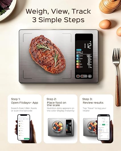 Smart Digital Food & Nutrition Scale with LED Display (USB-C Rechargeable)