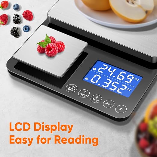 Dual-Platform High-Precision Baking & Food Scale (15kg / 500g, Black)