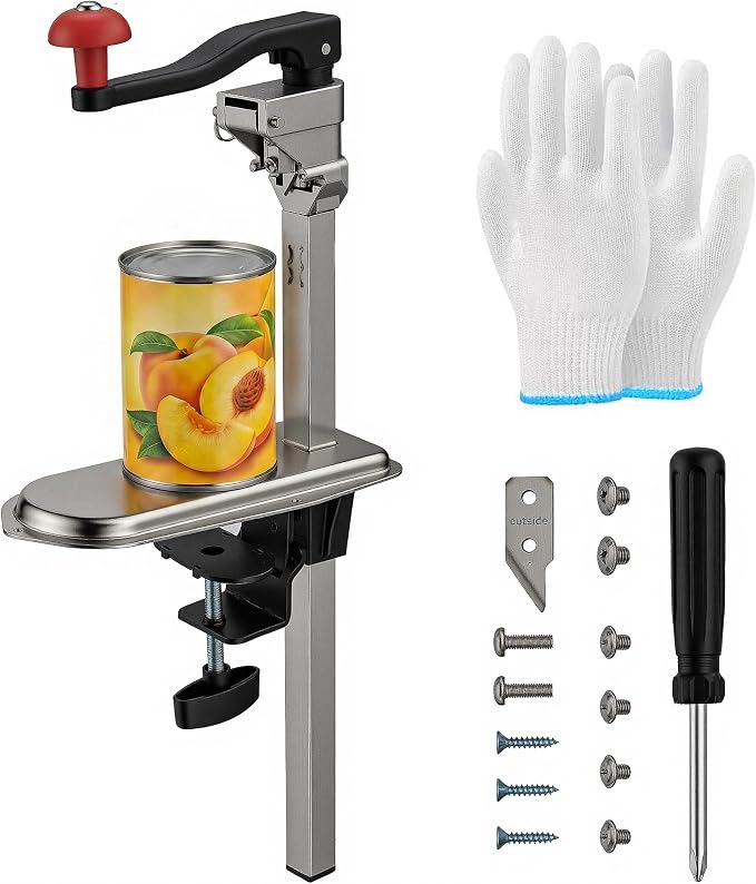 Commercial Heavy-Duty Table-Mounted Can Opener (Stainless Steel)