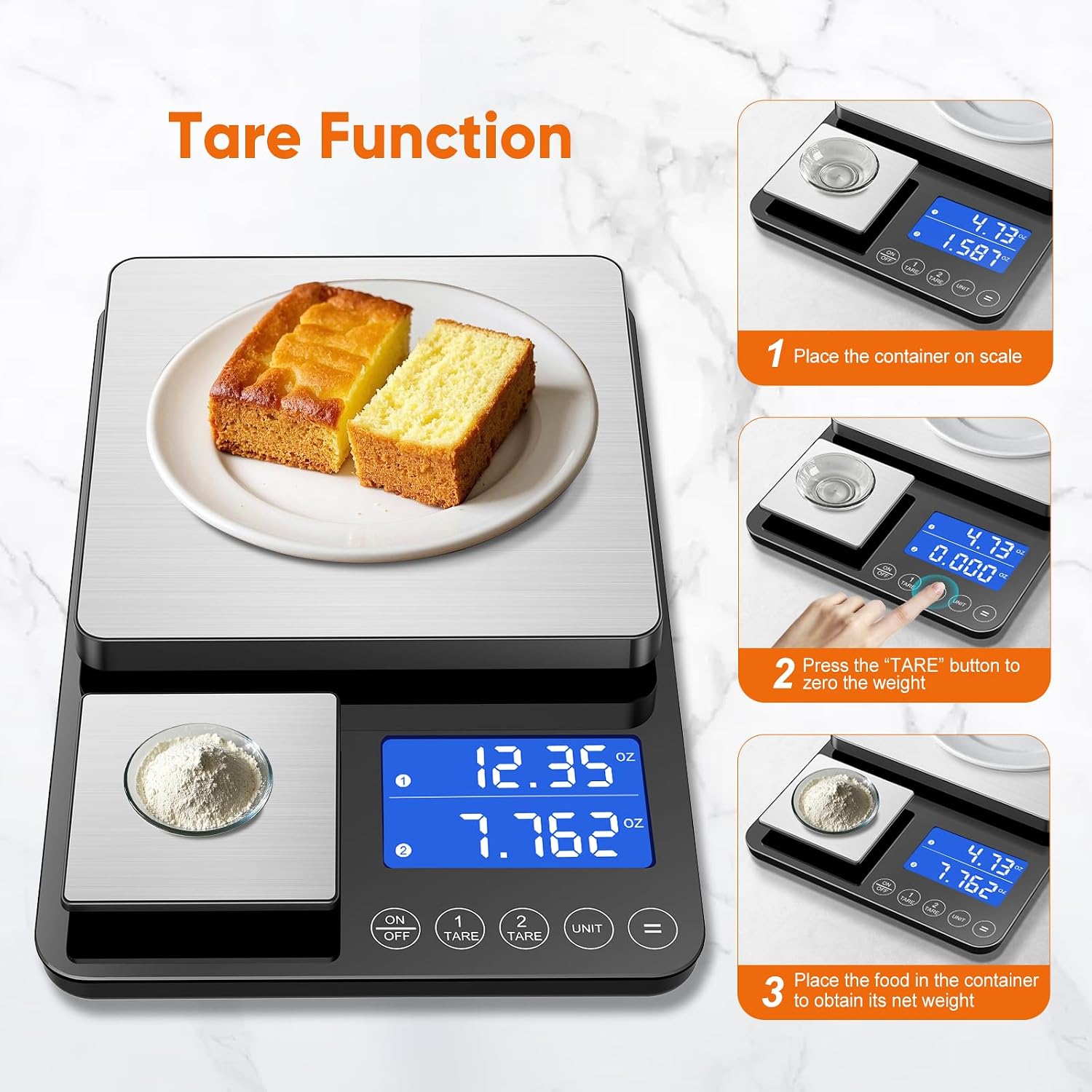Dual-Platform High-Precision Baking & Food Scale (15kg / 500g, Black)