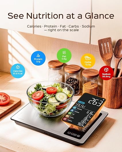Smart Digital Food & Nutrition Scale with LED Display (USB-C Rechargeable)
