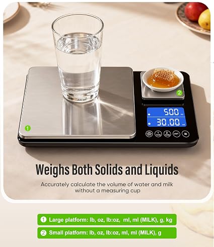 Dual-Platform High-Precision Kitchen Scale (15kg / 500g, Copper Finish)