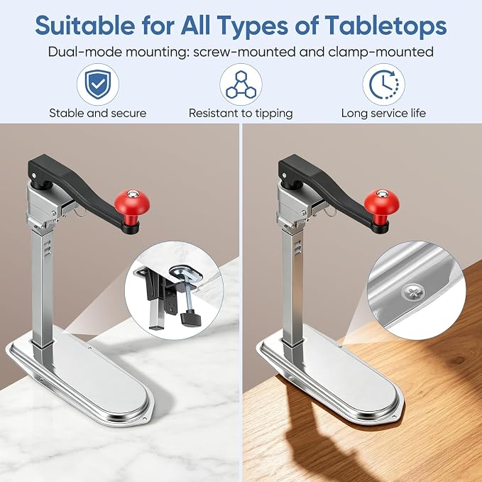 Adjustable Table-Mount Heavy-Duty Tin Opener (Clamp-On, No Drill)