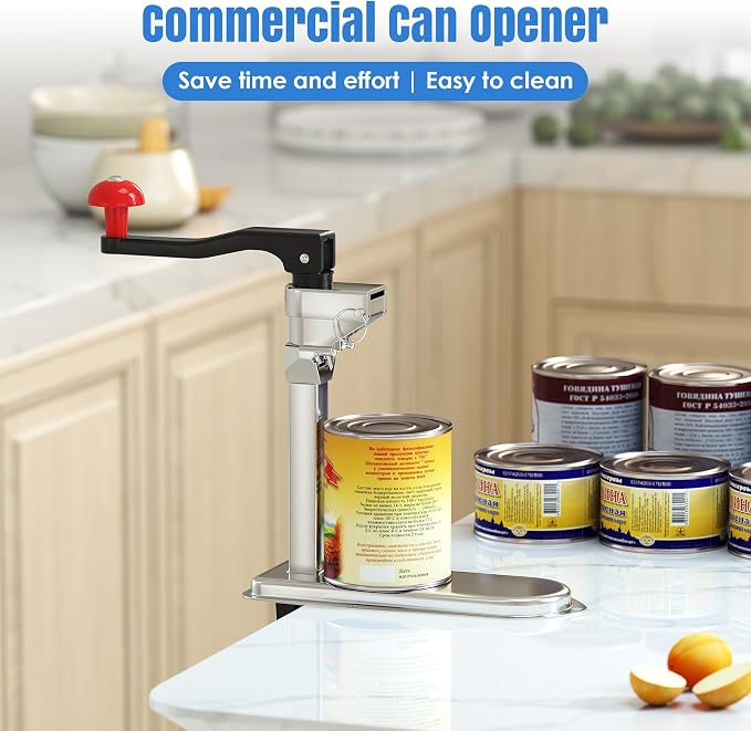 Commercial Heavy-Duty Table-Mounted Can Opener (Stainless Steel)