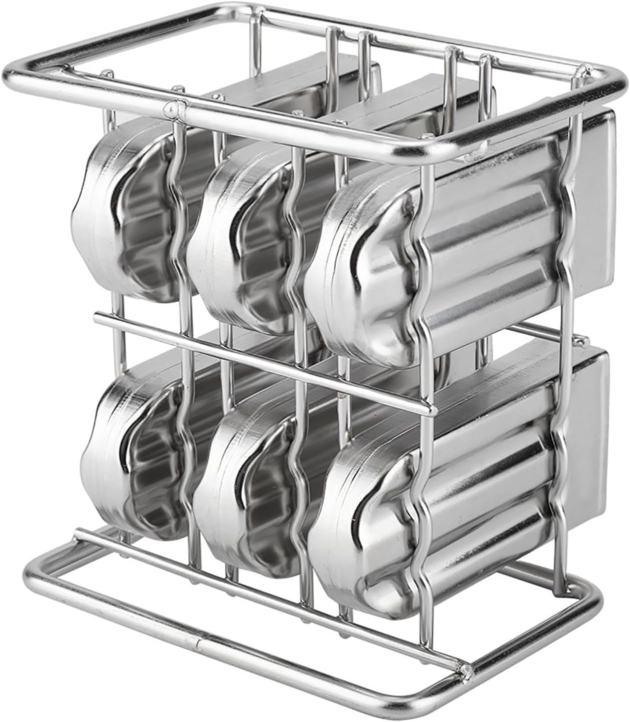 Stainless Steel Ice Lolly Mould Kit with Wooden Sticks & Brush
