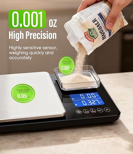 Dual-Platform High-Precision Kitchen Scale (15kg / 500g, Copper Finish)