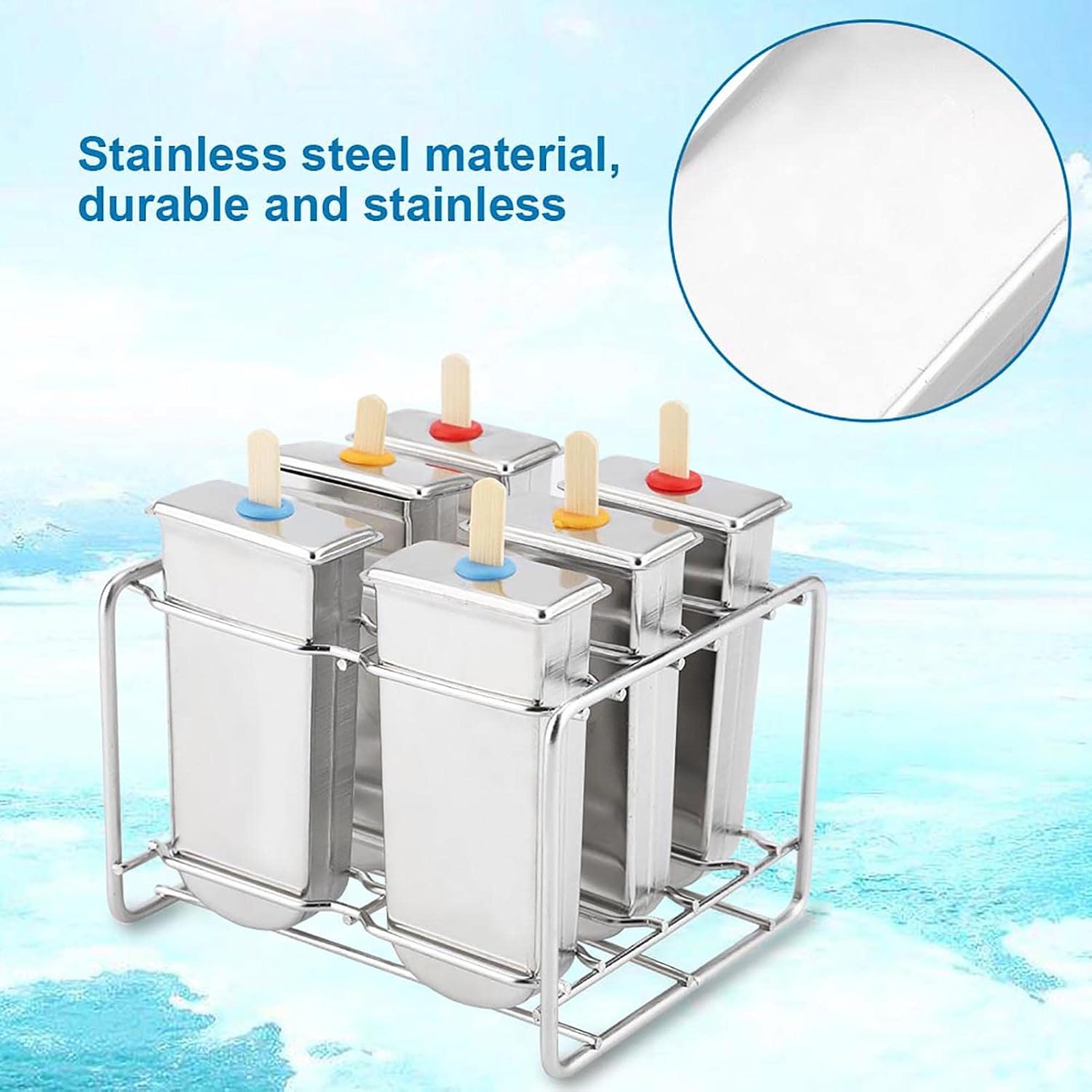 Classic Stainless Steel Ice Lolly Moulds with Removable Rack