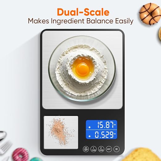 Dual-Platform High-Precision Baking & Food Scale (15kg / 500g, Black)